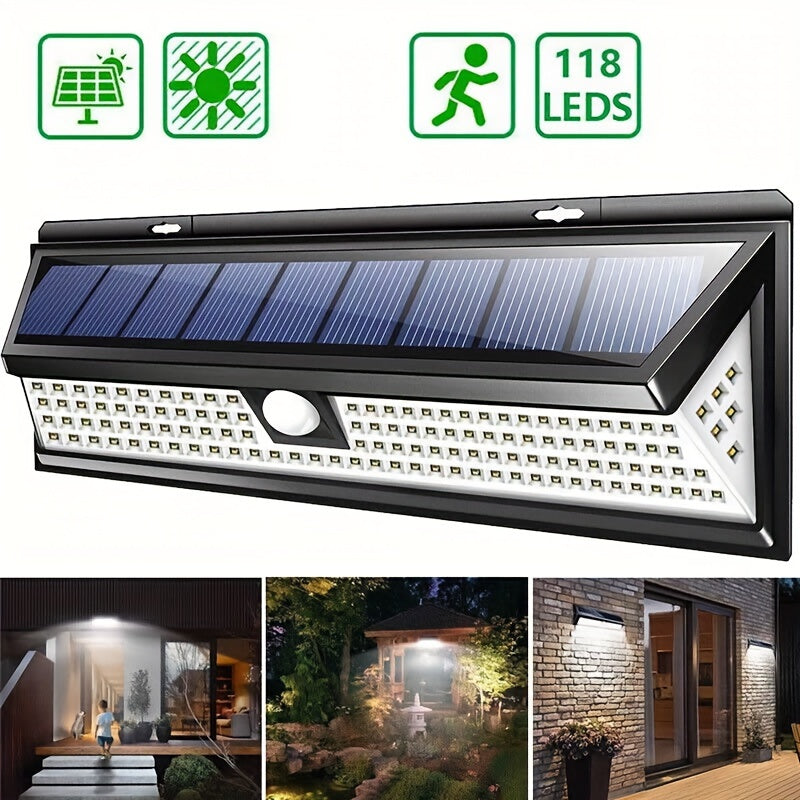 1 buc Lumin solar de perete n aer liber lumini de securitate solar 118 LED lumini cu senzor de micare lumini cu energie solar Lumini solare durabile pentru teras gard curte grdin garaj scar