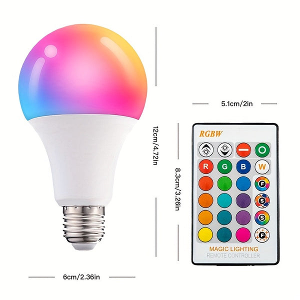 Bec LED RGB Smart cu 16 Culori - E27, 10W, Telecomandă Inclusă