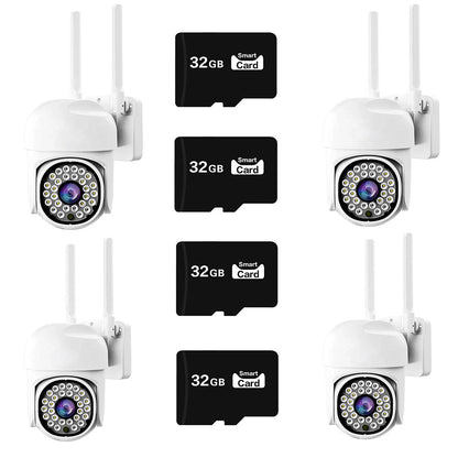 Pachet x4 Camera Wifi de Exterior Quanthex Color + 4 Card 32 GB, Senzor de Miscare, Night Vision, Vizualizare Live pe Telefon